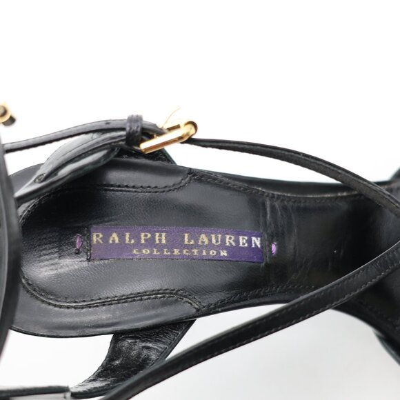 Ralph Lauren Collection Black Heels Women's EU 38.5 B Pump Open Toe Ankle Strap - Picture 9 of 12